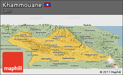 Savanna Style Panoramic Map of Khammouane