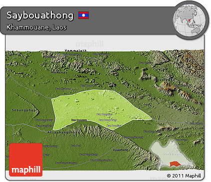 Physical 3D Map of Saybouathong, darken