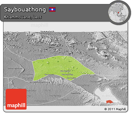 Physical 3D Map of Saybouathong, desaturated