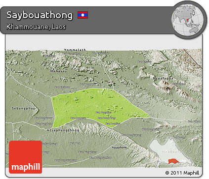 Physical 3D Map of Saybouathong, semi-desaturated