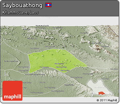 Physical 3D Map of Saybouathong, semi-desaturated