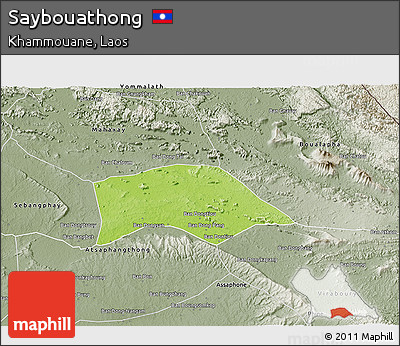 Physical 3D Map of Saybouathong, semi-desaturated