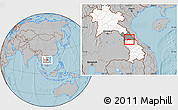 Gray Location Map of Saybouathong, highlighted country, highlighted parent region, hill shading