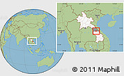 Savanna Style Location Map of Saybouathong, highlighted country, highlighted parent region, within the entire country