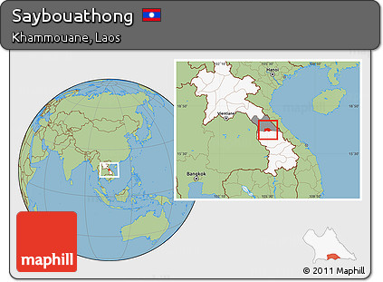 Savanna Style Location Map of Saybouathong, highlighted country, highlighted parent region