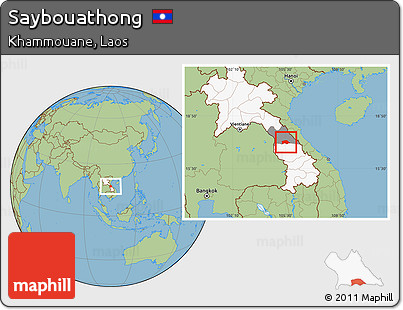 Savanna Style Location Map of Saybouathong, highlighted country, highlighted parent region