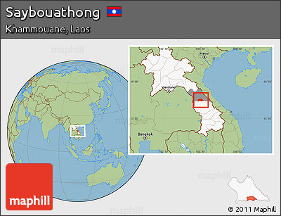Savanna Style Location Map of Saybouathong, highlighted country, highlighted parent region