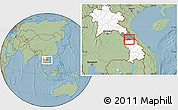 Savanna Style Location Map of Saybouathong, highlighted country, highlighted parent region, hill shading