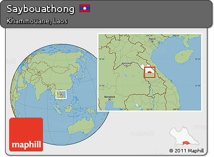 Savanna Style Location Map of Saybouathong, highlighted parent region