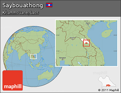 Savanna Style Location Map of Saybouathong, highlighted parent region