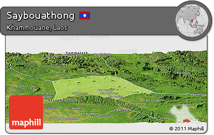 Physical Panoramic Map of Saybouathong, satellite outside