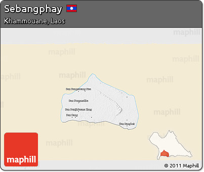 Classic Style 3D Map of Sebangphay, single color outside