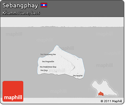 Gray 3D Map of Sebangphay, single color outside