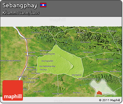 Physical 3D Map of Sebangphay, satellite outside