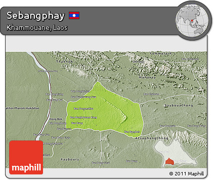 Physical 3D Map of Sebangphay, semi-desaturated