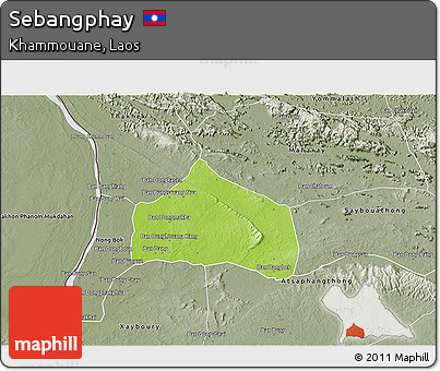 Physical 3D Map of Sebangphay, semi-desaturated
