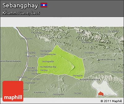 Physical 3D Map of Sebangphay, semi-desaturated