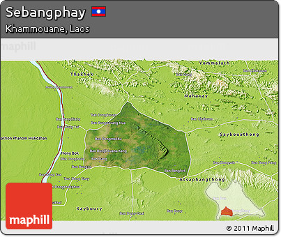 Satellite 3D Map of Sebangphay, physical outside