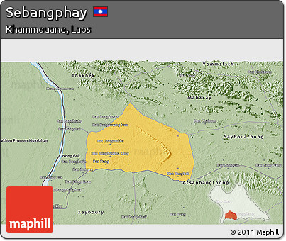 Savanna Style 3D Map of Sebangphay