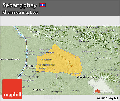 Savanna Style 3D Map of Sebangphay