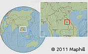 Savanna Style Location Map of Sebangphay, within the entire country, hill shading