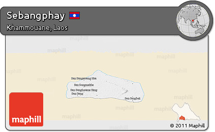 Classic Style Panoramic Map of Sebangphay, single color outside