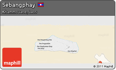 Classic Style Panoramic Map of Sebangphay, single color outside