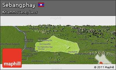 Physical Panoramic Map of Sebangphay, darken