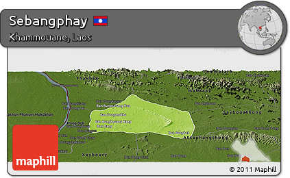 Physical Panoramic Map of Sebangphay, darken