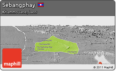 Physical Panoramic Map of Sebangphay, desaturated