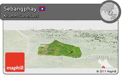 Satellite Panoramic Map of Sebangphay, lighten