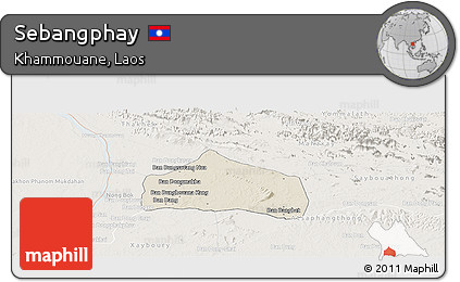 Shaded Relief Panoramic Map of Sebangphay, lighten