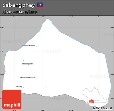 Gray Simple Map of Sebangphay, single color outside