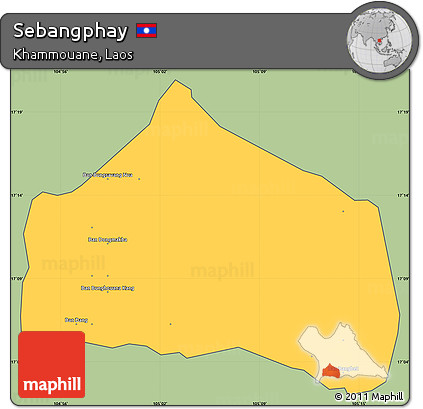 Savanna Style Simple Map of Sebangphay, cropped outside