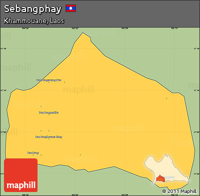 Savanna Style Simple Map of Sebangphay, cropped outside