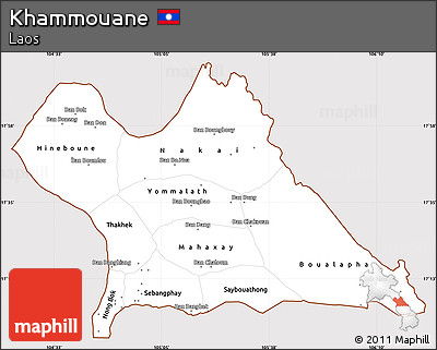 Classic Style Simple Map of Khammouane, cropped outside