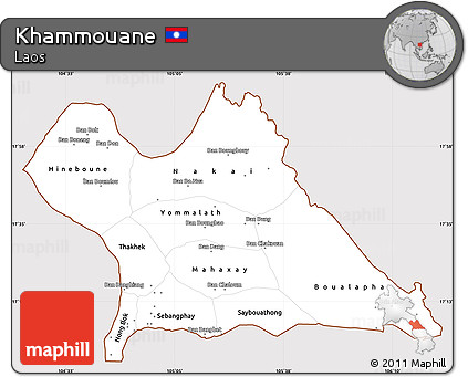 Classic Style Simple Map of Khammouane, cropped outside