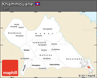 Classic Style Simple Map of Khammouane, single color outside