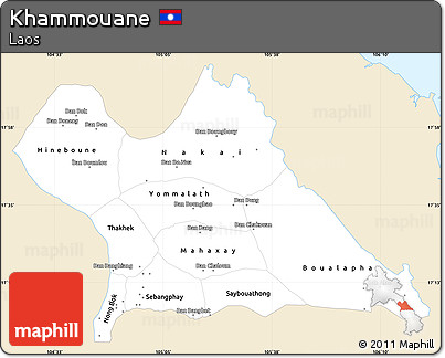 Classic Style Simple Map of Khammouane, single color outside