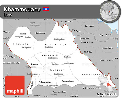 Gray Simple Map of Khammouane