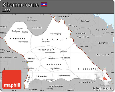Gray Simple Map of Khammouane