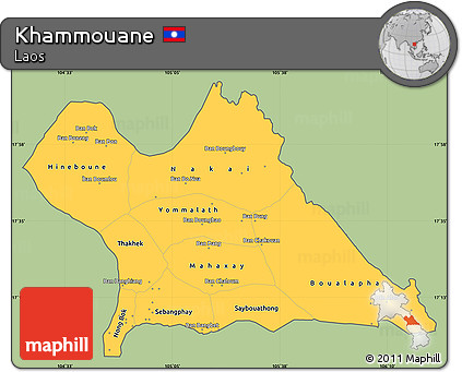 Savanna Style Simple Map of Khammouane, cropped outside