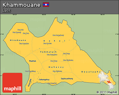 Savanna Style Simple Map of Khammouane, cropped outside