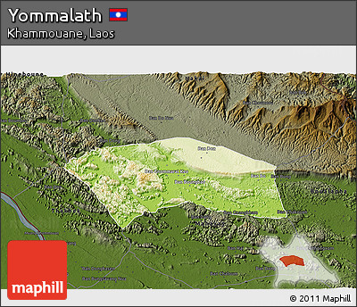 Physical 3D Map of Yommalath, darken