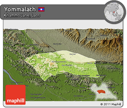 Physical 3D Map of Yommalath, darken
