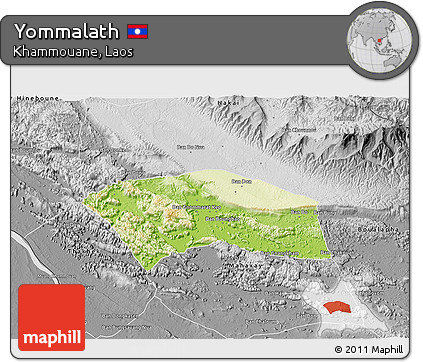 Physical 3D Map of Yommalath, desaturated