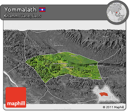 Satellite 3D Map of Yommalath, desaturated