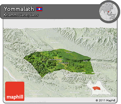 Satellite 3D Map of Yommalath, lighten