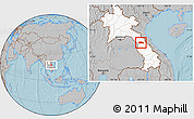 Gray Location Map of Yommalath, highlighted country, hill shading