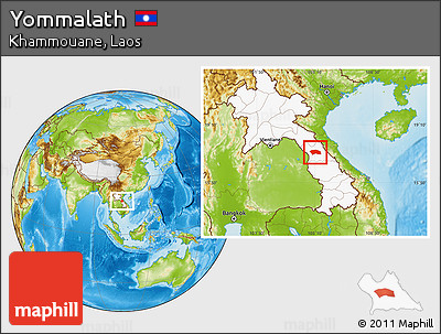 Physical Location Map of Yommalath, highlighted country